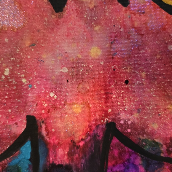 HANDCRAFTED Abstract Alien Painting HANDMADE & HANDPAINTED Wall Art Decor 15x30 - Picture 9 of 17